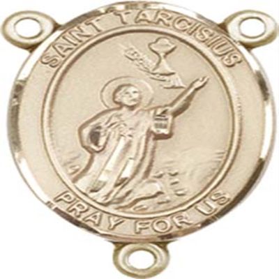 14K Gold Filled Saint Tarcisius Rosary Centerpiece Medal, 3/4 Inch