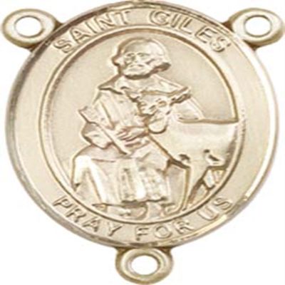 14K Gold Filled Saint Giles Rosary Centerpiece Medal, 3/4 Inch