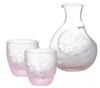 Otsuka Glass Cherry Blossom Dance Glass Carafe & Sake Cup Set 16-755-5 Carafe: 1.5 x H4.9 x M9.0 inches (38 x 125 x 94 mm), Round Sake Cup: 2.2 x H2.4 inches (57 x 61 mm) view 1