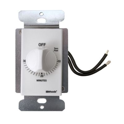 Woods 59714 White 30 Minute In Wall Spring Wound Countdown Timer