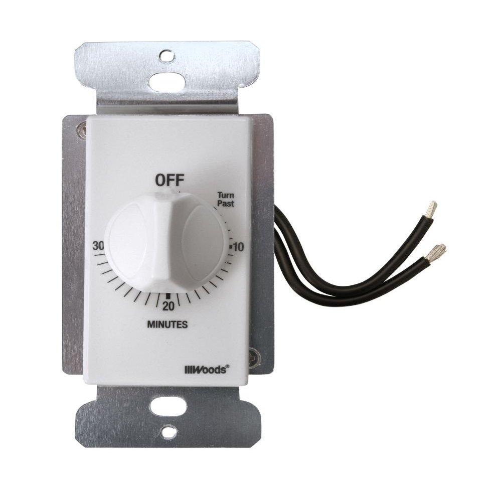 Woods 59714 White 30 Minute In Wall Spring Wound Countdown Timer