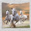 Ambesonne Horses Tapestry, Stallion Horses Running on a Mystic Sky Background Male Champions Print, Wide Wall Hanging for Bedroom Living Room Dorm, 80" X 60", White Orange view 1