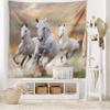 Ambesonne Horses Tapestry, Stallion Horses Running on a Mystic Sky Background Male Champions Print, Wide Wall Hanging for Bedroom Living Room Dorm, 80" X 60", White Orange view 2