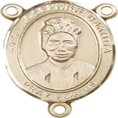 14K Gold Filled Saint Josephine Bakhita Rosary Centerpiece Medal, 3/4 Inch