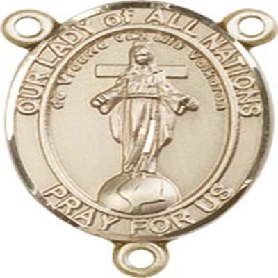 14K Gold Filled Our Lady of All Nations Rosary Centerpiece Medal, 3/4 Inch