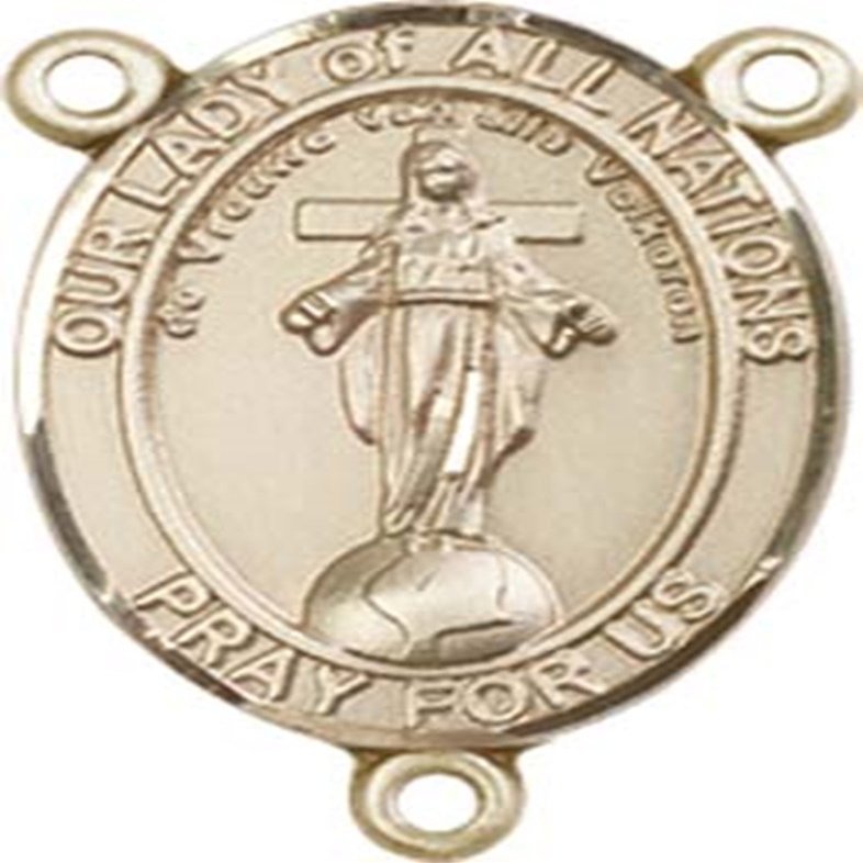 14K Gold Filled Our Lady of All Nations Rosary Centerpiece Medal, 3/4 Inch