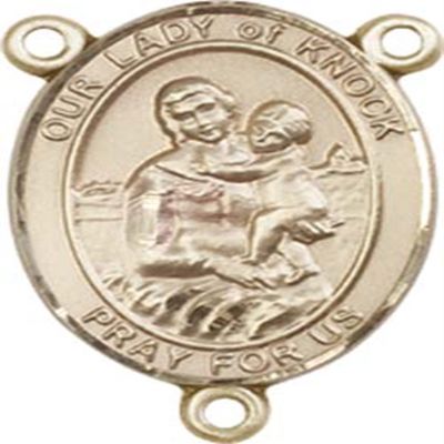 14K Gold Filled Our Lady of Knock Rosary Centerpiece Medal, 3/4 Inch
