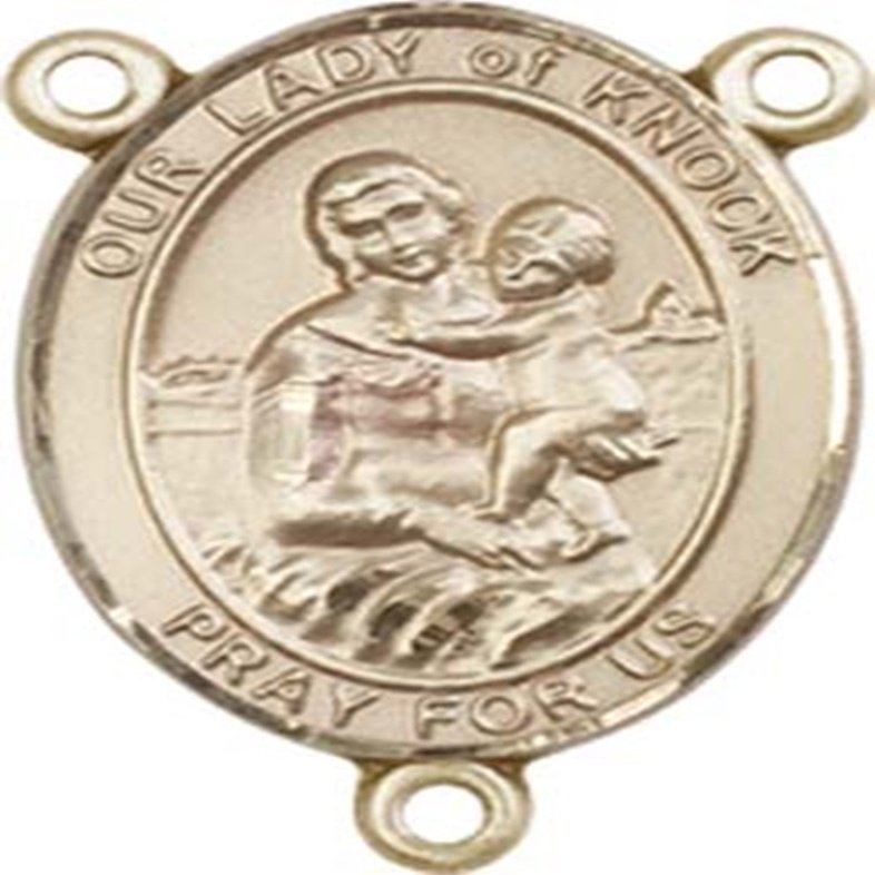 14K Gold Filled Our Lady of Knock Rosary Centerpiece Medal, 3/4 Inch