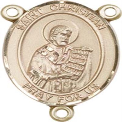 14K Gold Filled Saint Christian Demosthenes Rosary Centerpiece Medal, 3/4 Inch