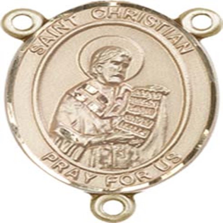 14K Gold Filled Saint Christian Demosthenes Rosary Centerpiece Medal, 3/4 Inch