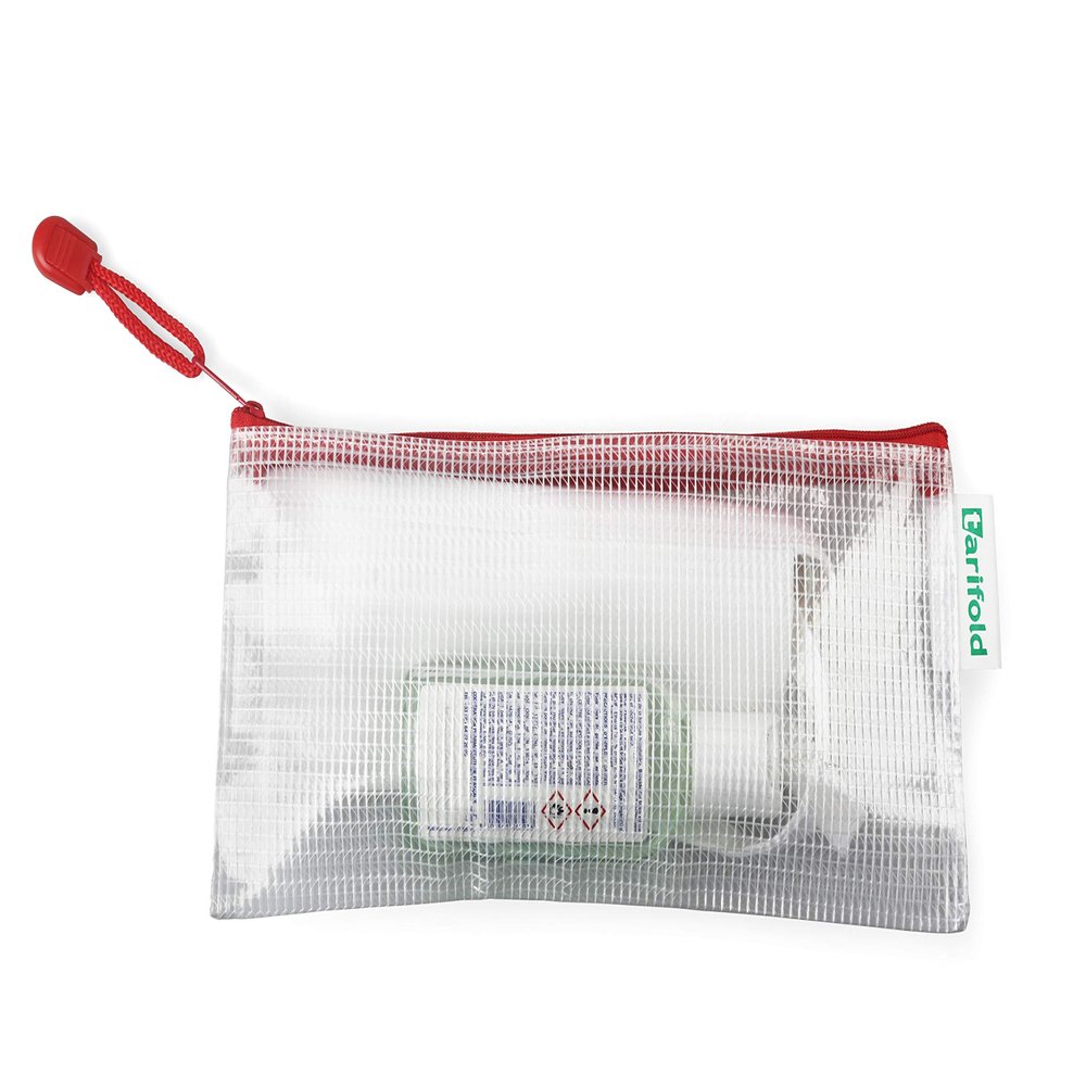 Tarifold T509043 250 x 115 mm Reinforced PVC Document Wallet with Zip - Red (Pack of 8)