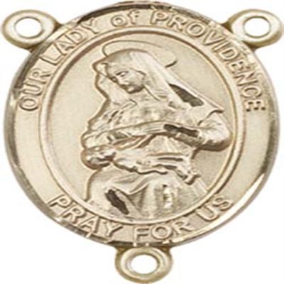 14K Gold Filled Our Lady of Providence Rosary Centerpiece Medal, 3/4 Inch