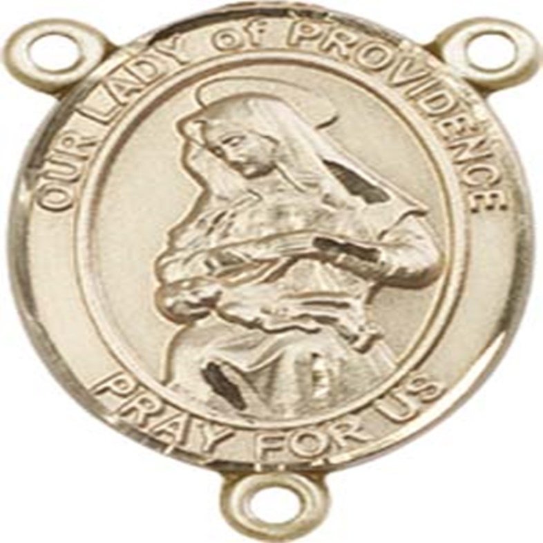 14K Gold Filled Our Lady of Providence Rosary Centerpiece Medal, 3/4 Inch