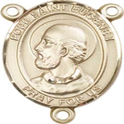 14K Gold Filled Pope Saint Eugene I Rosary Centerpiece Medal, 3/4 Inch