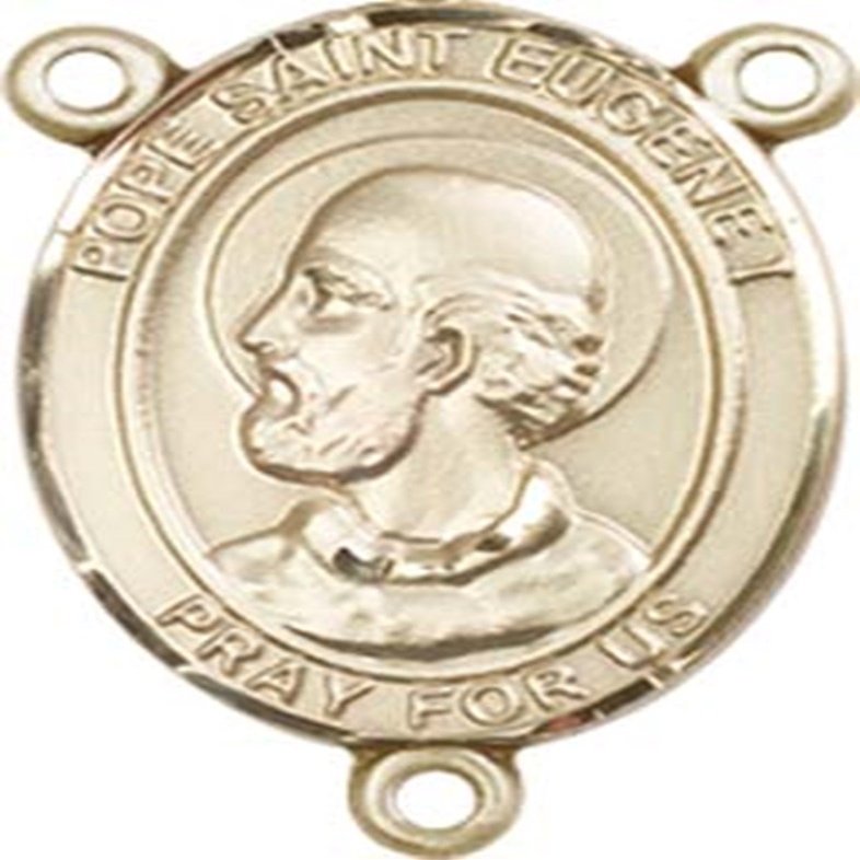 14K Gold Filled Pope Saint Eugene I Rosary Centerpiece Medal, 3/4 Inch