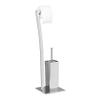 Relaxdays WIMEDO Toilet Brush and Holder, Size: 71 x 20 x 20 cm Toilet Paper Holder in Stainless Steel, Standing, Silver view 1