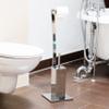 Relaxdays WIMEDO Toilet Brush and Holder, Size: 71 x 20 x 20 cm Toilet Paper Holder in Stainless Steel, Standing, Silver view 2