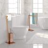 Relaxdays WIMEDO Toilet Brush and Holder, Size: 71 x 20 x 20 cm Toilet Paper Holder in Stainless Steel, Standing, Silver view 3