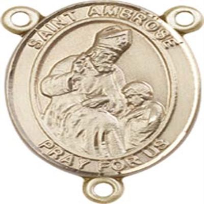 14K Gold Filled Saint Ambrose Rosary Centerpiece Medal, 3/4 Inch