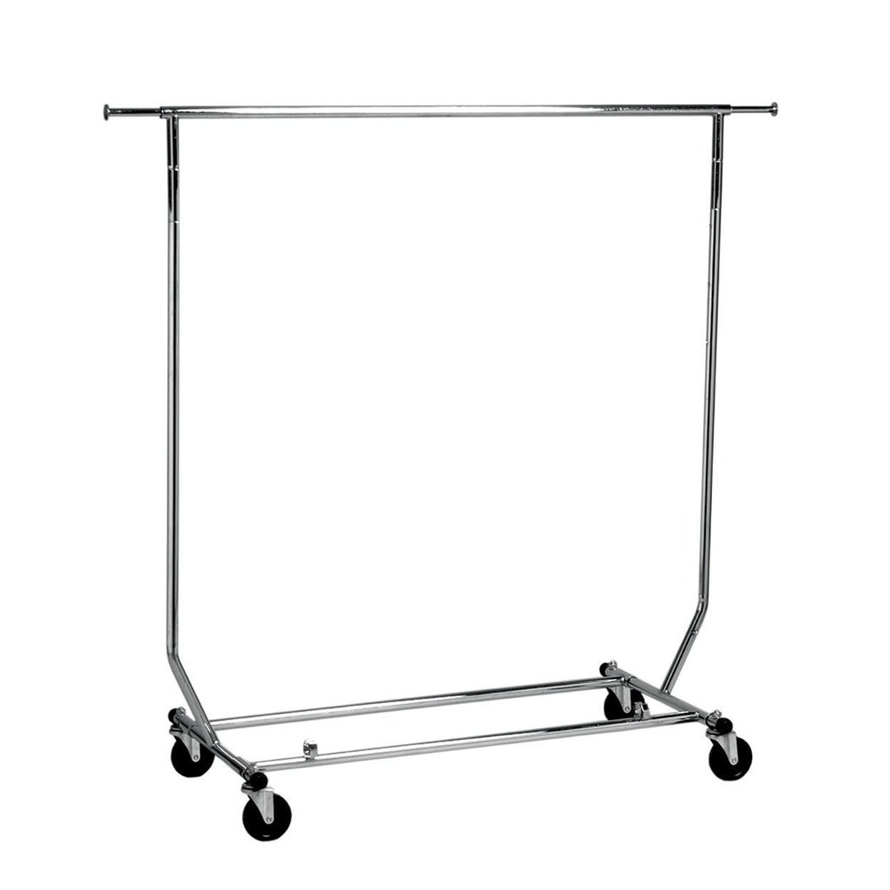 Commercial Grade Single Rail Rolling Salesman's Collapsible Garment Sales Rack