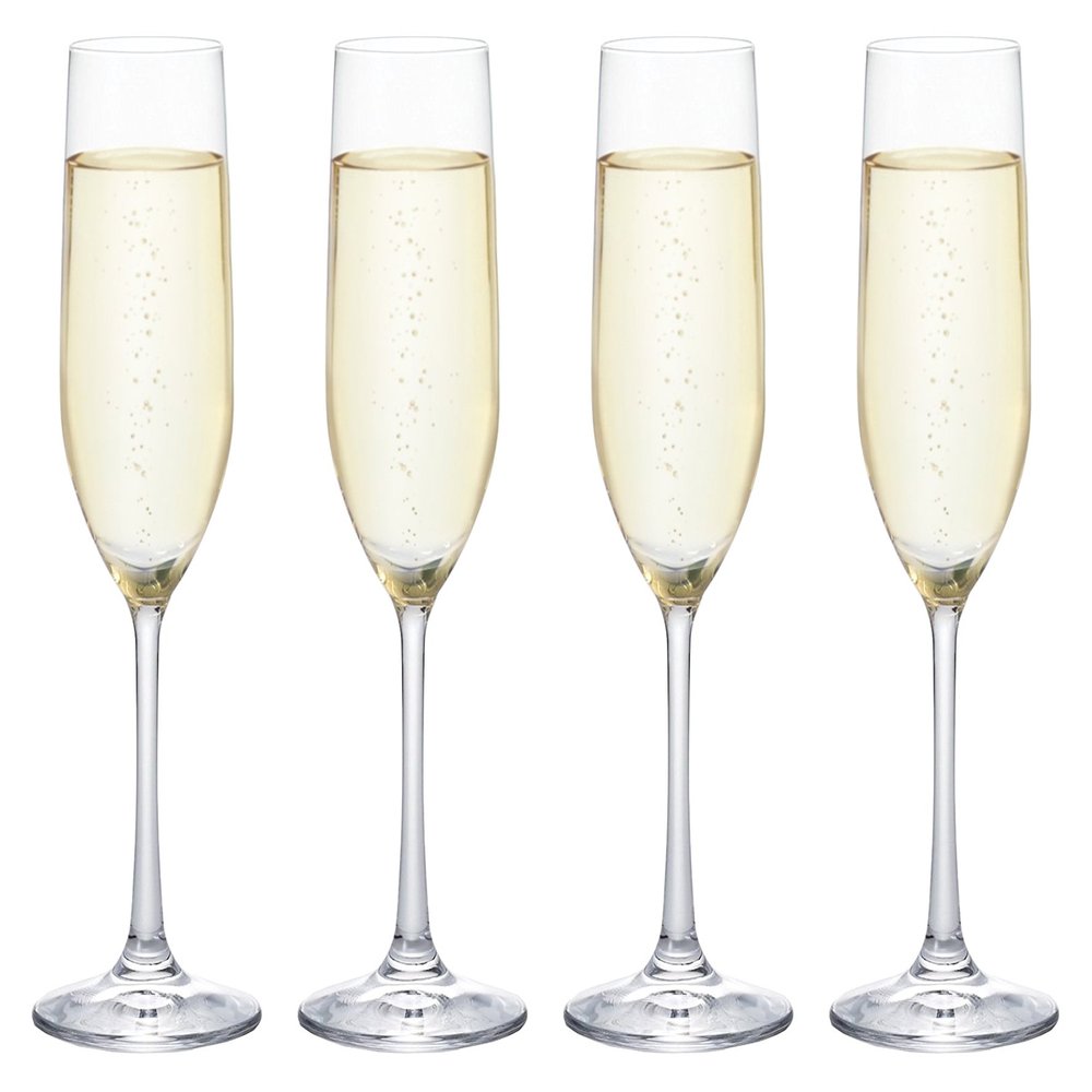 ADERIA 8617 IPT Plaisile Flute Champagne Glasses, Clear, 6.9 fl oz (170 ml), Set of 4, Made in Japan, Dishwasher Safe, Break-Resistant, Wine, Cocktail, Sparkling, Stylish, Brandy, Champagne, White