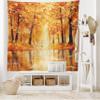 Ambesonne Country Tapestry, Painting of a Forest by the Small Lake in Autumn Pale Fall Trees and Leaves Art, Wide Wall Hanging for Bedroom Living Room Dorm, 80" X 60", Brown Orange view 2