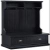 Crosley Furniture Seaside Hall Tree with Shoe Rack Bench and Coat Hooks for Hanging Storage, Distressed Black view 1