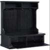 Crosley Furniture Seaside Hall Tree with Shoe Rack Bench and Coat Hooks for Hanging Storage, Distressed Black view 2