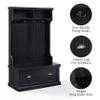Crosley Furniture Seaside Hall Tree with Shoe Rack Bench and Coat Hooks for Hanging Storage, Distressed Black view 4