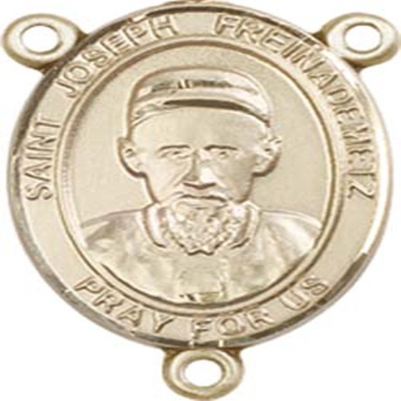 14K Gold Filled Saint Joseph Freinademetz Rosary Centerpiece Medal, 3/4 Inch