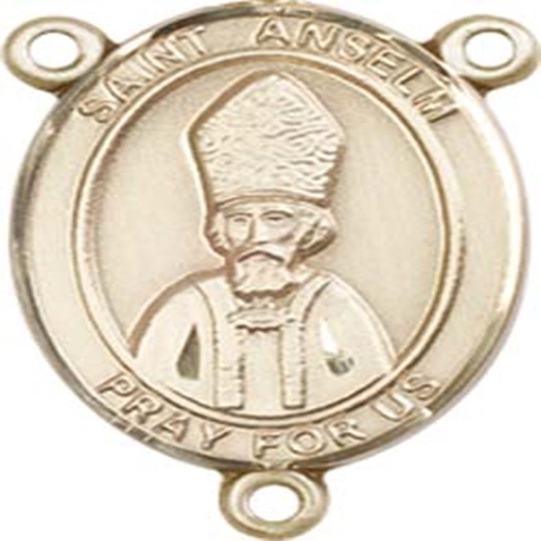 14K Gold Filled Saint Anselm of Canterbury Rosary Centerpiece Medal, 3/4 Inch