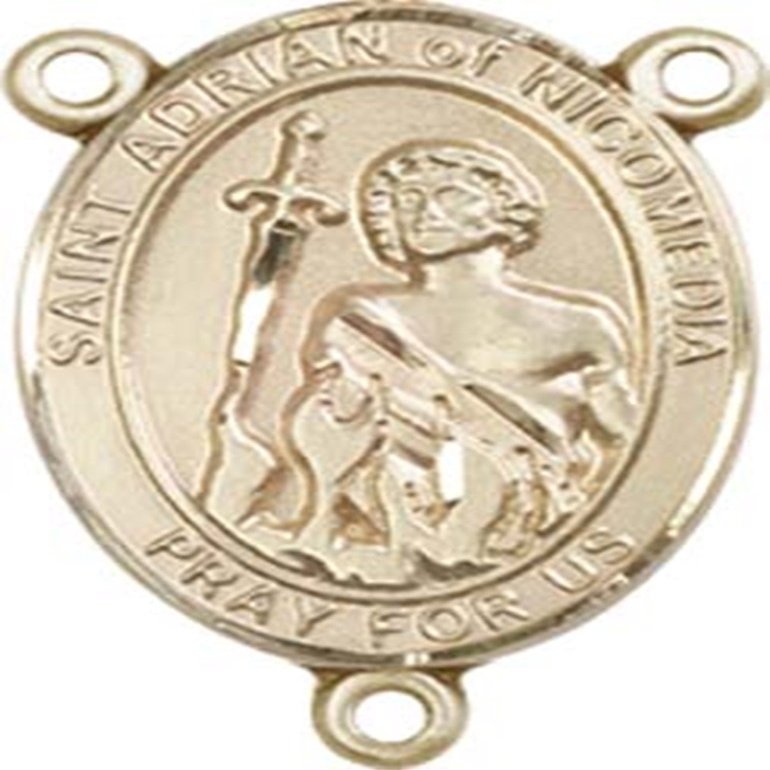 14K Gold Filled Saint Adrian of Nicomedia Rosary Centerpiece Medal, 3/4 Inch