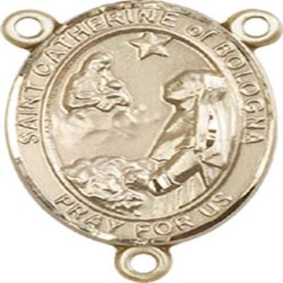 14K Gold Filled Saint Catherine of Bologna Rosary Centerpiece Medal, 3/4 Inch