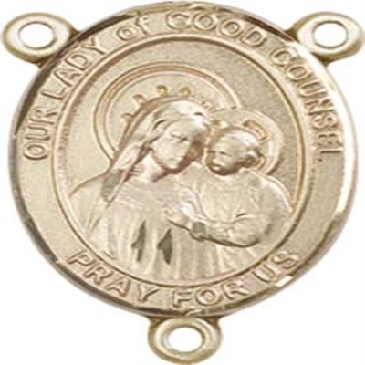 14K Gold Filled Our Lady of Good Counsel Rosary Centerpiece Medal, 3/4 Inch