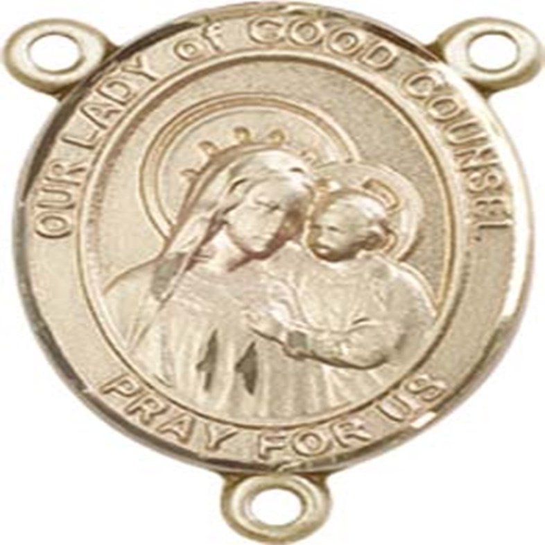14K Gold Filled Our Lady of Good Counsel Rosary Centerpiece Medal, 3/4 Inch