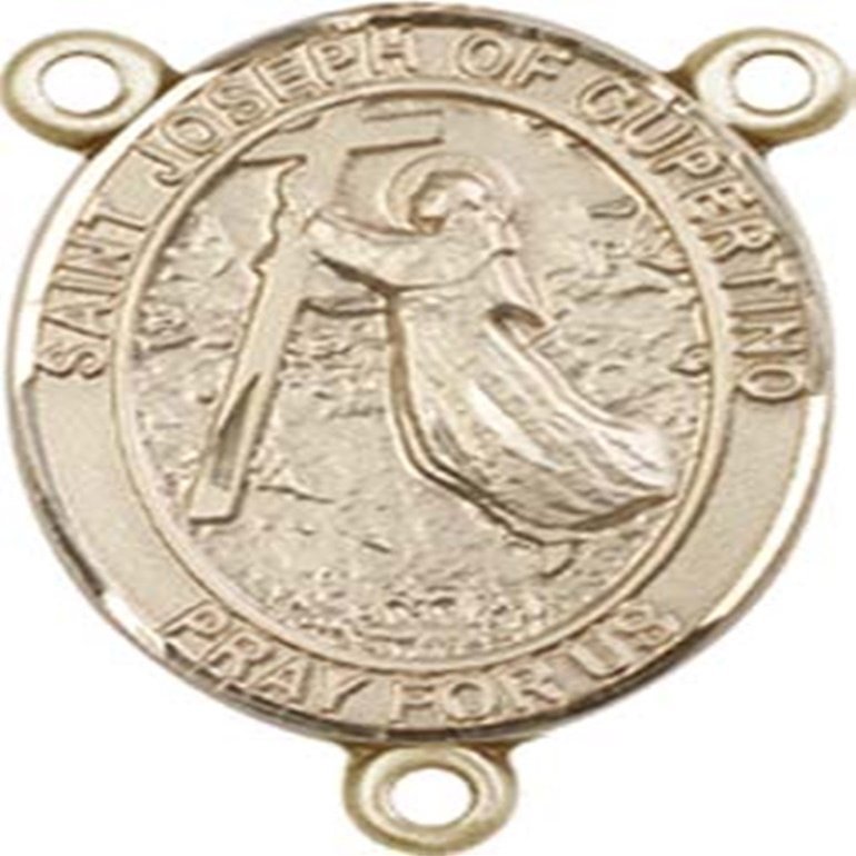 14K Gold Filled Saint Joseph of Cupertino Rosary Centerpiece Medal, 3/4 Inch