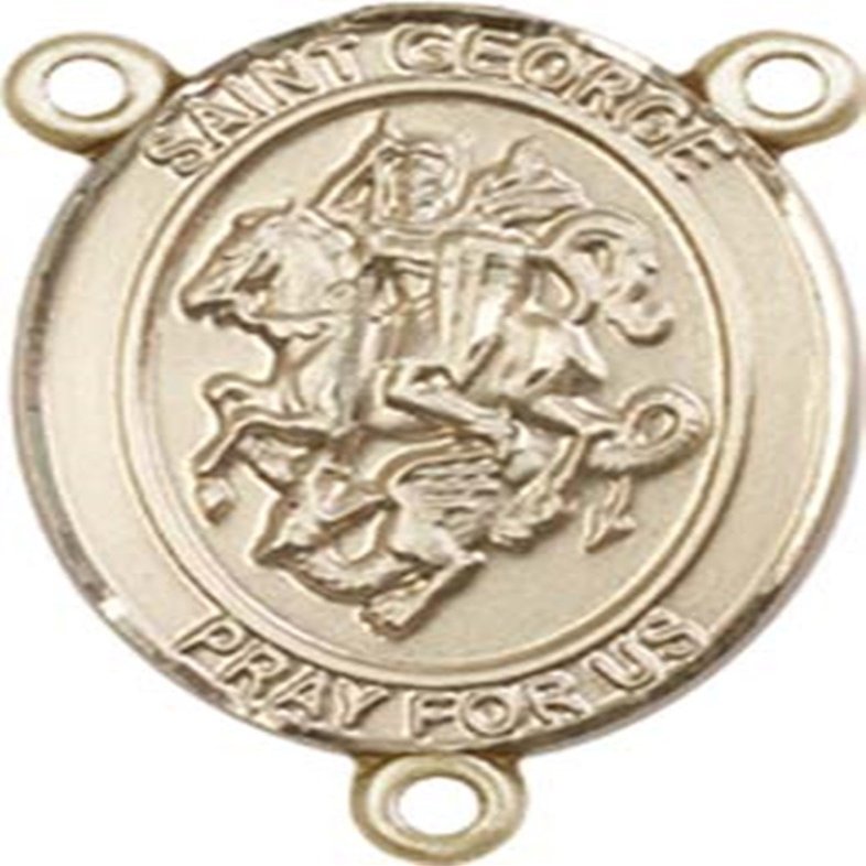 14K Gold Filled Saint George Rosary Centerpiece Medal, 3/4 Inch