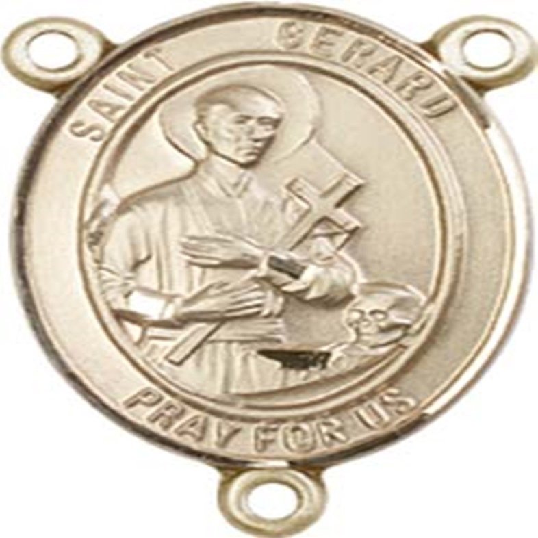14K Gold Filled Saint Gerard Majella Rosary Centerpiece Medal, 3/4 Inch