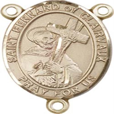 14K Gold Filled Saint Bernard of Clairvaux Rosary Centerpiece Medal, 3/4 Inch