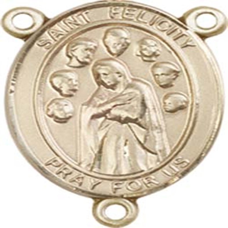 14K Gold Filled Saint Felicity Rosary Centerpiece Medal, 3/4 Inch