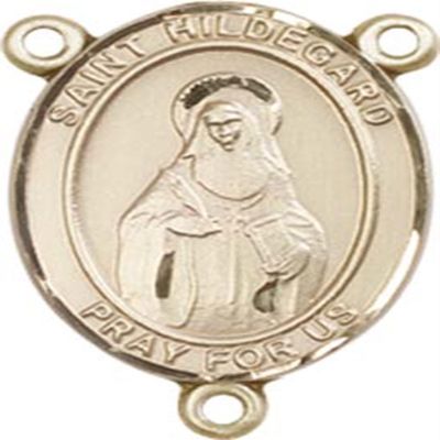 14K Gold Filled Saint Hildegard Von Bingen Rosary Centerpiece Medal, 3/4 Inch