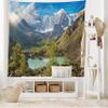 Ambesonne Landscape Tapestry, Altai Mountains Chuya Ridge Lake Russia Siberia Sunbeams Morning Sky View, Wide Wall Hanging for Bedroom Living Room Dorm, 60" X 40", Brown Blue White view 2