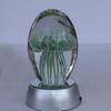 JKK SALE Hand Blown Glass - Jellyfish Paperweight, Glow in The Dark Glass with Multi-Color Light Base ((Turquoise & Yellow view 1