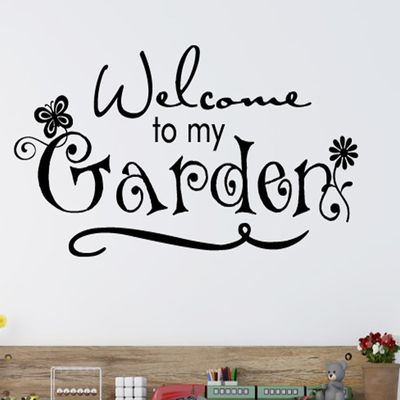 Welcome to My Gardens Wall Decals Stickers, Black, 24"