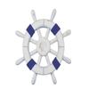 Hampton Nautical SW-12-101-shell Rustic White Decorative Dark Blue Rope and Shell 12"-Wooden Ships Wheel view 1