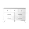 Alpine Furniture Flynn Mid Century Modern 7 Drawer Dresser, 56" W x 19" D x 36.5" H, White view 1
