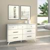 Alpine Furniture Flynn Mid Century Modern 7 Drawer Dresser, 56" W x 19" D x 36.5" H, White view 2