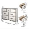 Alpine Furniture Flynn Mid Century Modern 7 Drawer Dresser, 56" W x 19" D x 36.5" H, White view 3