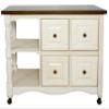 Sunset Trading Andrews 4 Drawer Kitchen Cart, Antique White/Chestnut view 1
