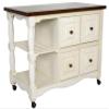 Sunset Trading Andrews 4 Drawer Kitchen Cart, Antique White/Chestnut view 2